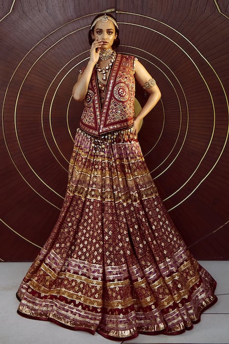 Tarun Tahiliani Resham & Mirror Embroidered Gilet  