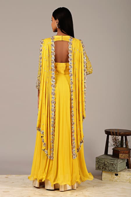 Nidhika Shekhar Silk Georgette Draped Anarkali Gown 