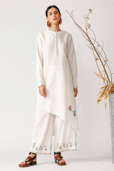 Payal Pratap Beige Linen Round Asymmetric Tunic