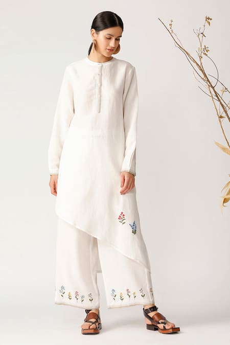 Payal Pratap Beige Linen Round Asymmetric Tunic Online at Aza Fashions Payal Pratap_Beige Linen Round Asymmetric Tunic _Online_at_Aza_Fashions