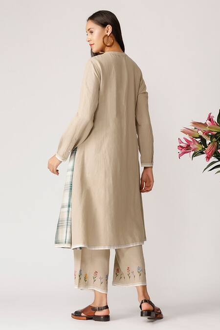Shop Payal Pratap Beige Linen Round Tunic at Aza Fashions Shop_Payal Pratap_Beige Linen Round Tunic _at_Aza_Fashions