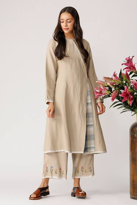Payal Pratap Beige Linen Round Tunic Online at Aza Fashions Payal Pratap_Beige Linen Round Tunic _Online_at_Aza_Fashions