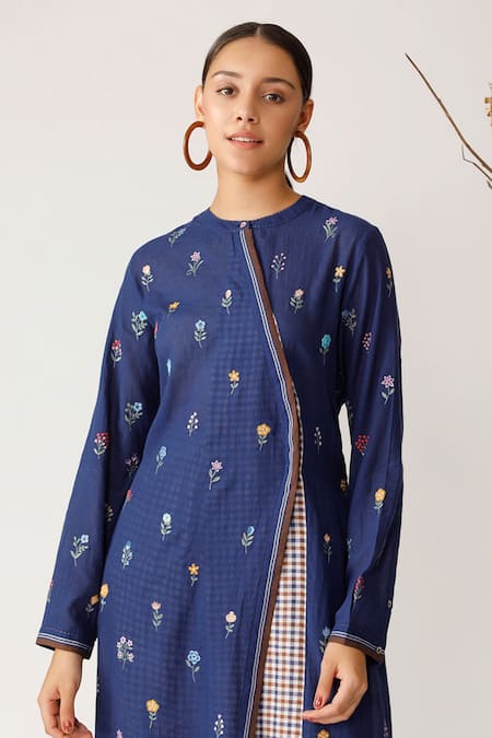 Buy Payal Pratap Blue Handloom Cotton Round Tunic Online at Aza Fashions Buy_Payal Pratap_Blue Handloom Cotton Round Tunic _Online_at_Aza_Fashions