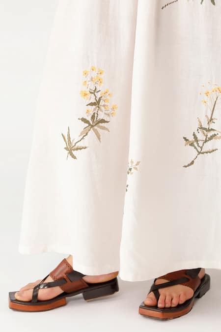 Payal Pratap Beige Linen V Neck Embroidered Dress at Aza Fashions Payal Pratap_Beige Linen V Neck Embroidered Dress _at_Aza_Fashions