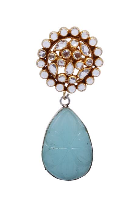 Sangeeta Boochra_Silver Plated Stones Basira Tear Drop Shaped Earrings _Online_at_Aza_Fashions