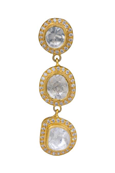 Osvag India_Gold Plated Diamonds, Stones Ele Polki Embellished Earrings _Online_at_Aza_Fashions
