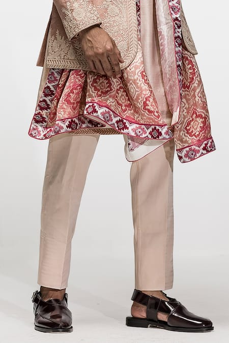 Buy_Asuka_Pink Silk Embroidery Floral Bandhgala Set _Online_at_Aza_Fashions