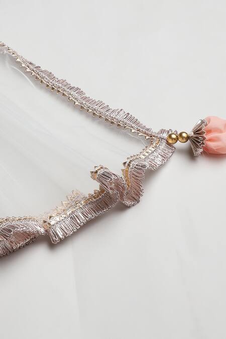 Byb Premium_Peach Georgette, Cotton Embroidery, Mirrors Kurta Sharara Set _at_Aza_Fashions