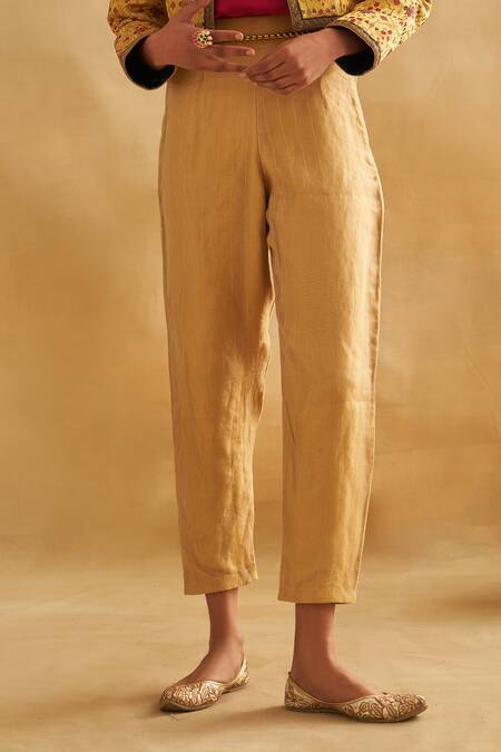 Taisha_Multi Color Brocade, Silk, Tissue Embroidery Open Neck, Bomber Jacket Pant Set _Online_at_Aza_Fashions