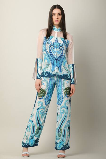 Shop_Limerick by Abirr N' Nanki_Multi Color Crepe Printed Paisley Multicolor Flared Pant 