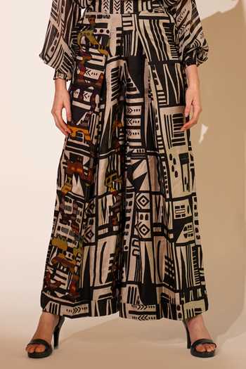 Nikita Mhaisalkar White Silk Abstract Print Pant at Aza Fashions Nikita Mhaisalkar_White Silk Abstract Print Pant _at_Aza_Fashions