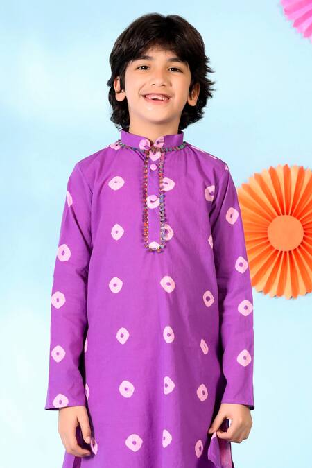 Buy Cute Couture Purple Cotton Lace Bandhani Print Kurta Salwar Set Online at Aza Fashions Buy_Cute Couture_Purple Cotton Lace Bandhani Print Kurta Salwar Set _Online_at_Aza_Fashions