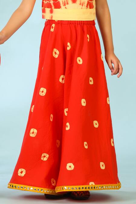 Buy_Cute Couture_Yellow Cotton Shibori Print Top And Palazzo Set _Online_at_Aza_Fashions