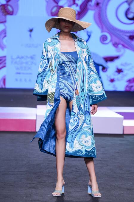 Shop_Limerick By Abirr N' Nanki_Multi Color Polyester, Spandex Crew Neck Coco Paisley Print Monokini 