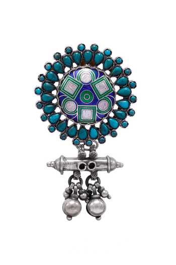 Sangeeta Boochra_Silver Plated Stones Rubina Embellished Earrings _Online_at_Aza_Fashions
