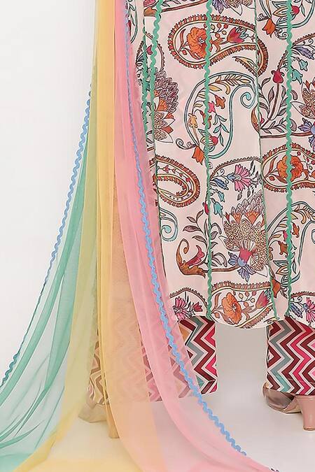 Shop Bha Sha Ivory Georgette, Modal, Net, Crepe Embroidery Sky Paisley Print Anarkali Set Online at Aza Fashions Shop_Bha Sha_Ivory Georgette, Modal, Net, Crepe Embroidery Sky Paisley Print Anarkali Set _Online_at_Aza_Fashions