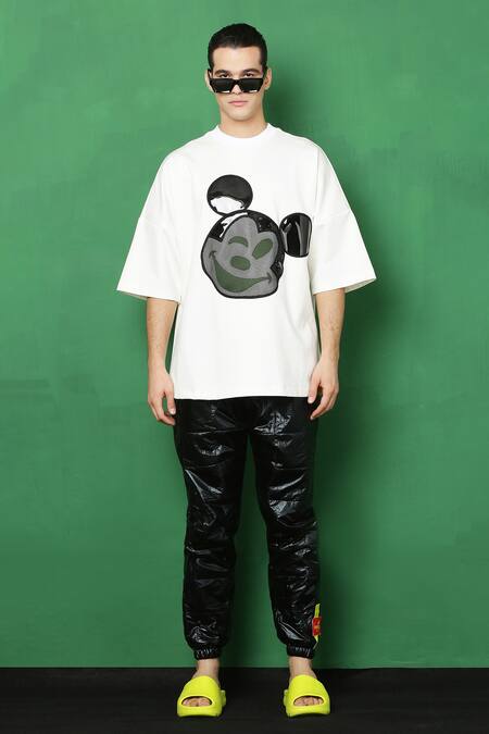 I Am Trouble By KC White Cotton Spandex Big Mickey Mouse Face T-shirt at Aza Fashions I Am Trouble By KC_White Cotton Spandex Big Mickey Mouse Face T-shirt_at_Aza_Fashions