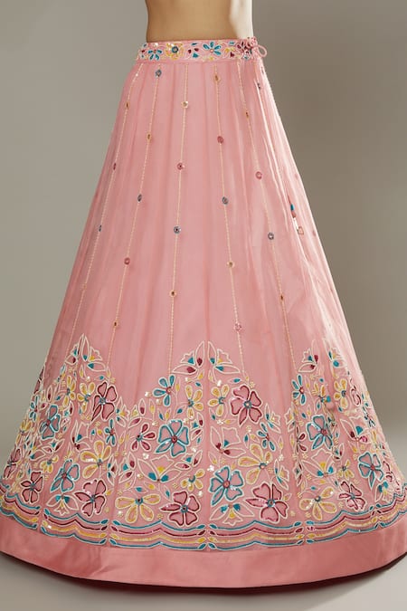 Buy I Am Design Pink Raw , Organza Candy Floss Hand Embroidered Bridal Lehenga Set Buy_I Am Design_Pink Raw , Organza Candy Floss Hand Embroidered Bridal Lehenga Set