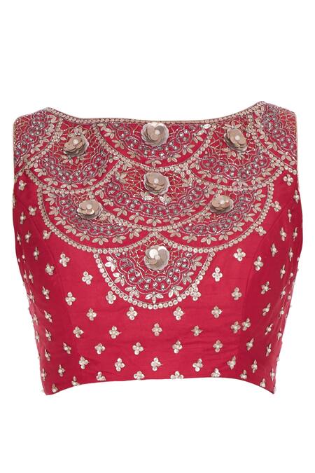 Buy_Rajat & Shraddha_Red Chiffon Embroidered Ombre Sequin And Pre-draped Saree With Blouse  _Online_at_Aza_Fashions