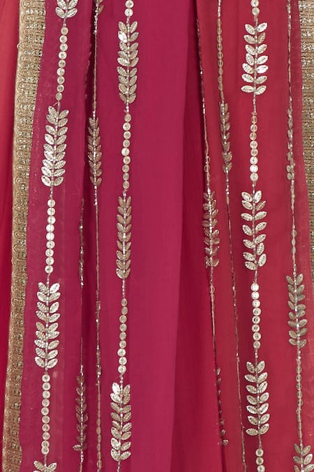 Rajat & Shraddha_Red Chiffon Embroidered Ombre Sequin And Pre-draped Saree With Blouse  _at_Aza_Fashions