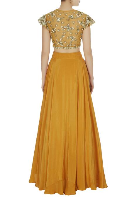 Shop Bhumika Sharma Yellow Crepe Silk Embellished Lehenga Set at Aza Fashions Shop_Bhumika Sharma_Yellow Crepe Silk Embellished Lehenga Set_at_Aza_Fashions