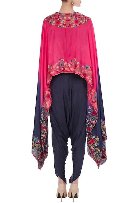 Debyani + CO Chanderi cape with draped pants 