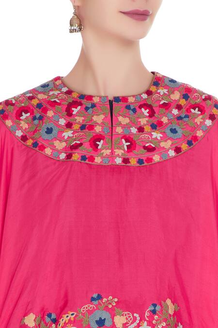 Debyani + CO Blue Chanderi, Modal Satin, Habutai Silk Floral Round Cape With Draped Pants at Aza Fashions Debyani + CO_Blue Chanderi, Modal Satin, Habutai Silk Floral Round Cape With Draped Pants _at_Aza_Fashions