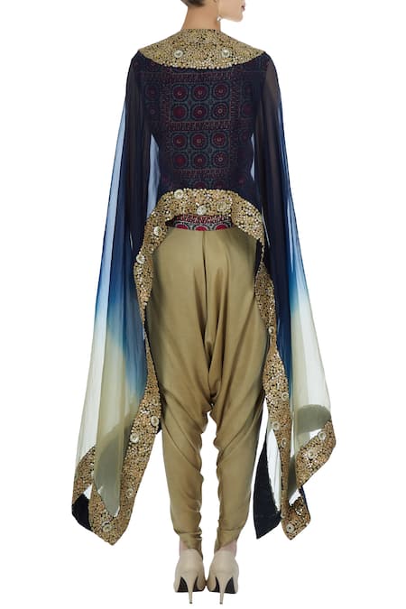 Debyani + CO Chanderi Embellsihed Cape & Dhoti Pant Set 