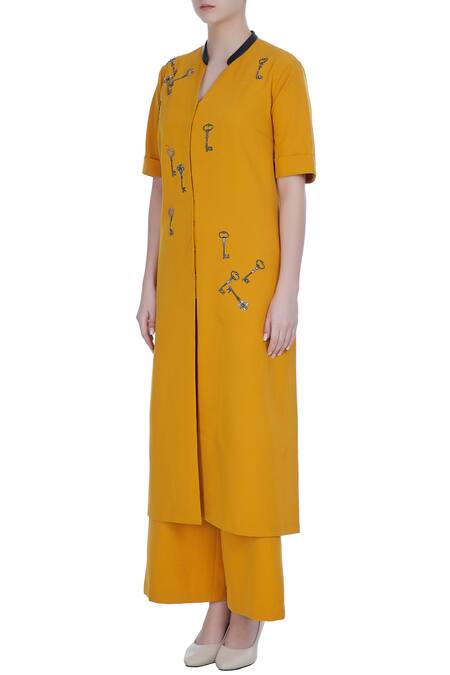 Buy Shahin Mannan Yellow Vintage Key Bead Embroidered Kurta Set Online at Aza Fashions Buy_Shahin Mannan_Yellow Vintage Key Bead Embroidered Kurta Set_Online_at_Aza_Fashions