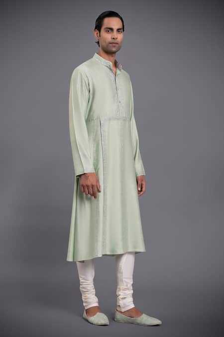 Raghavendra Rathore Jodhpur Green Silk Thread Embroidered Kurta Online at Aza Fashions Raghavendra Rathore Jodhpur_Green Silk Thread Embroidered Kurta_Online_at_Aza_Fashions