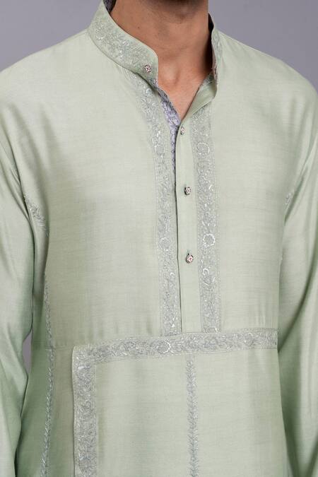 Buy Raghavendra Rathore Jodhpur Green Silk Thread Embroidered Kurta Online at Aza Fashions Buy_Raghavendra Rathore Jodhpur_Green Silk Thread Embroidered Kurta_Online_at_Aza_Fashions
