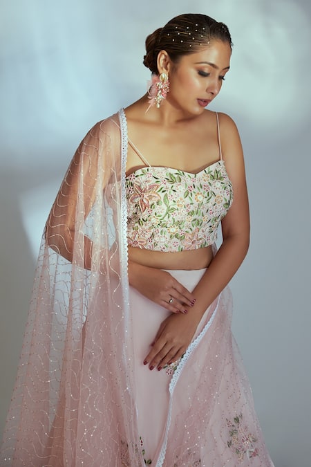 Buy Suruchi Parakh Green Floral Sequin, Thread And Bead Work Sweetheart Neck Embroidered Lehenga Set Online at Aza Fashions Buy_Suruchi Parakh_Green Floral Sequin, Thread And Bead Work Sweetheart Neck Embroidered Lehenga Set _Online_at_Aza_Fashions