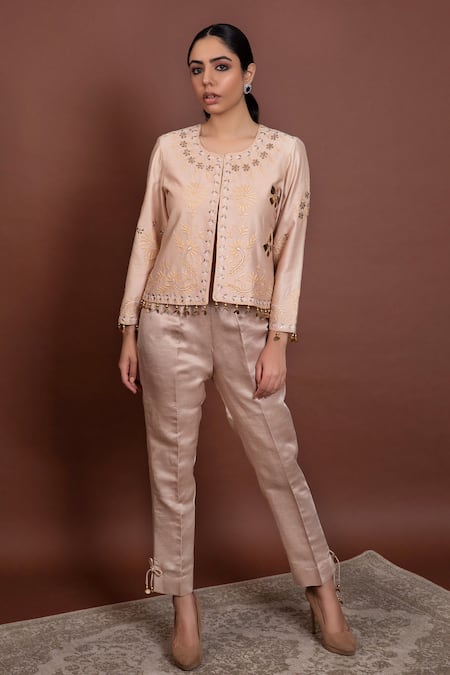 Ruh Clothing Chikankari Chanderi Jacket & Pant Set 