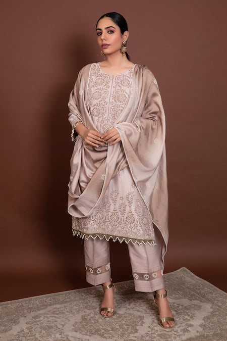 Ruh Clothing Chikankari Chanderi Kurta Set 