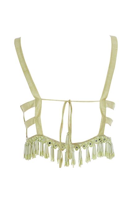 Arpita Mehta_Green Natural Crepe Silk Embellished Jacket And Draped Skirt Set_at_Aza_Fashions