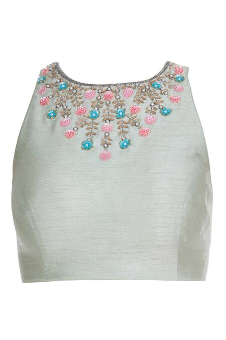 Rajat & Shraddha_Green Dupion Round Pre-draped Saree With Blouse  _Online_at_Aza_Fashions