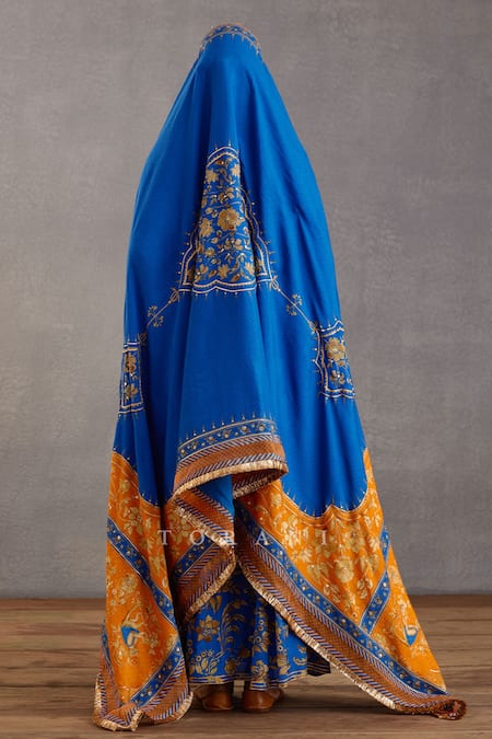 Shop_Torani_Blue Silk Embroidery Rang Shyam Zeenat Doshala