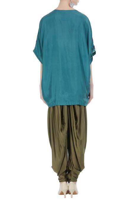 Shop Divya Sheth Blue Hand Painted Kalamkari Tunic at Aza Fashions Shop_Divya Sheth_Blue Hand Painted Kalamkari Tunic _at_Aza_Fashions