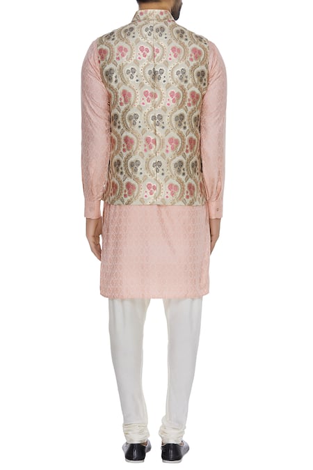 Shop Vavci Multi Color Brocade Printed Bundi at Aza Fashions Shop_Vavci_Multi Color Brocade Printed Bundi_at_Aza_Fashions