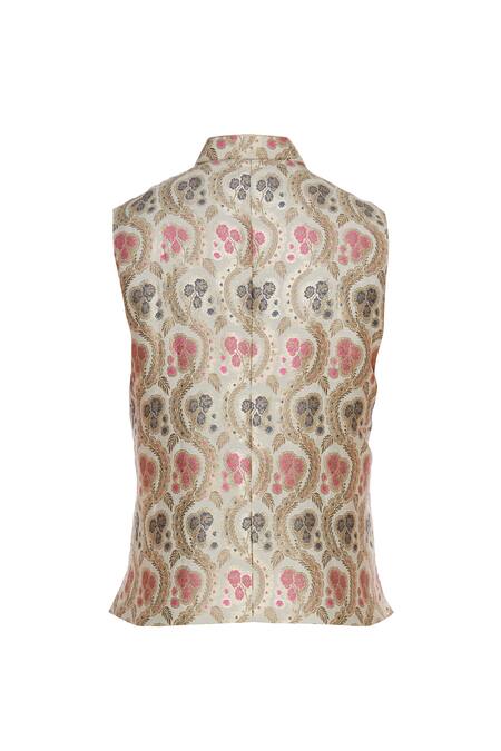 Shop Vavci Multi Color Brocade Printed Bundi Online at Aza Fashions Shop_Vavci_Multi Color Brocade Printed Bundi_Online_at_Aza_Fashions