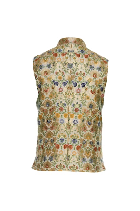 Shop Vavci Multi Color Brocade Printed Bundi Online at Aza Fashions Shop_Vavci_Multi Color Brocade Printed Bundi_Online_at_Aza_Fashions