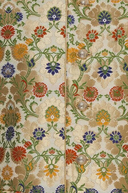 Vavci Multi Color Brocade Printed Bundi at Aza Fashions Vavci_Multi Color Brocade Printed Bundi_at_Aza_Fashions