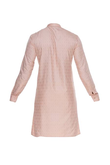 Shop Vavci Pink Cotton Silk Embroidered Beads Self Embossed Kurta Online at Aza Fashions Shop_Vavci_Pink Cotton Silk Embroidered Beads Self Embossed Kurta_Online_at_Aza_Fashions