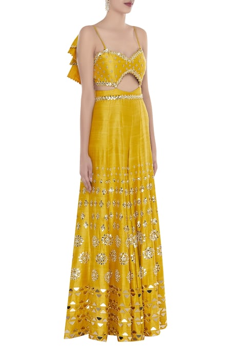 Papa Dont Preach_Yellow Embellished Jumpsuit_Online_at_Aza_Fashions