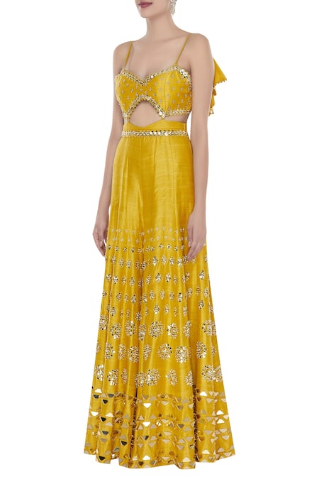 Buy_Papa Dont Preach_Yellow Embellished Jumpsuit_Online_at_Aza_Fashions