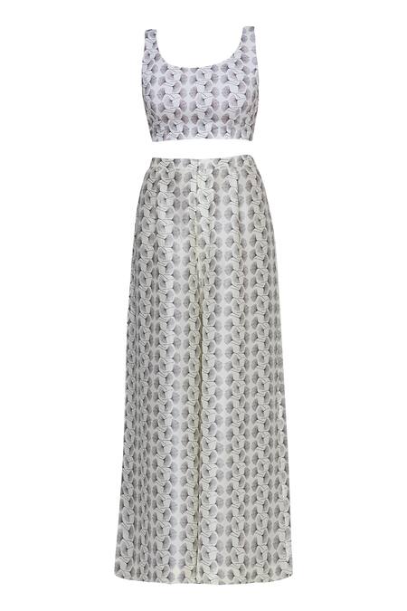 Buy_Anamika Khanna_Black Printed Pant With Drape And Belt_Online_at_Aza_Fashions