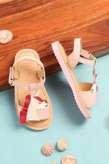 Buy Aria Nica Pink Horse Patchwork Sandals at Aza Fashions Buy_Aria Nica_Pink Horse Patchwork Sandals _at_Aza_Fashions