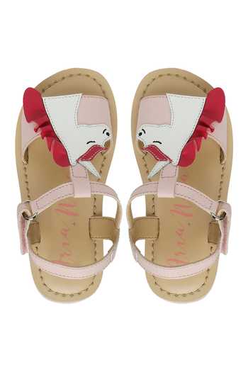 Shop Aria Nica Pink Horse Patchwork Sandals at Aza Fashions Shop_Aria Nica_Pink Horse Patchwork Sandals _at_Aza_Fashions