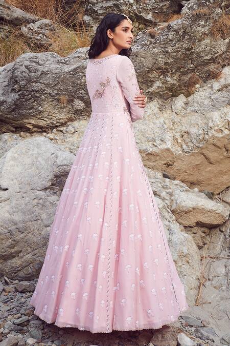 Light Pink Bridal Designer Long Anarkali Gown In Georgette SFSKDCL4563 –  ShreeFashionWear