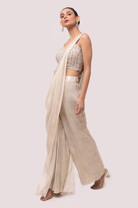 Onaya Off White Sequin Embellished Blouse Palazzo Set Online at Aza Fashions Onaya_Off White Sequin Embellished Blouse Palazzo Set _Online_at_Aza_Fashions